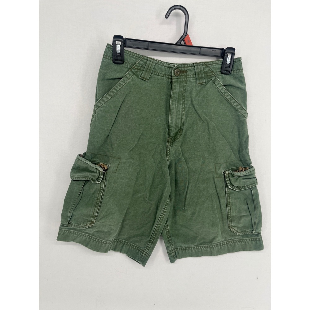 Bugle Boy Cargo Shorts Boys 12 Green Cotton Utility Pockets Faded Olive 3479